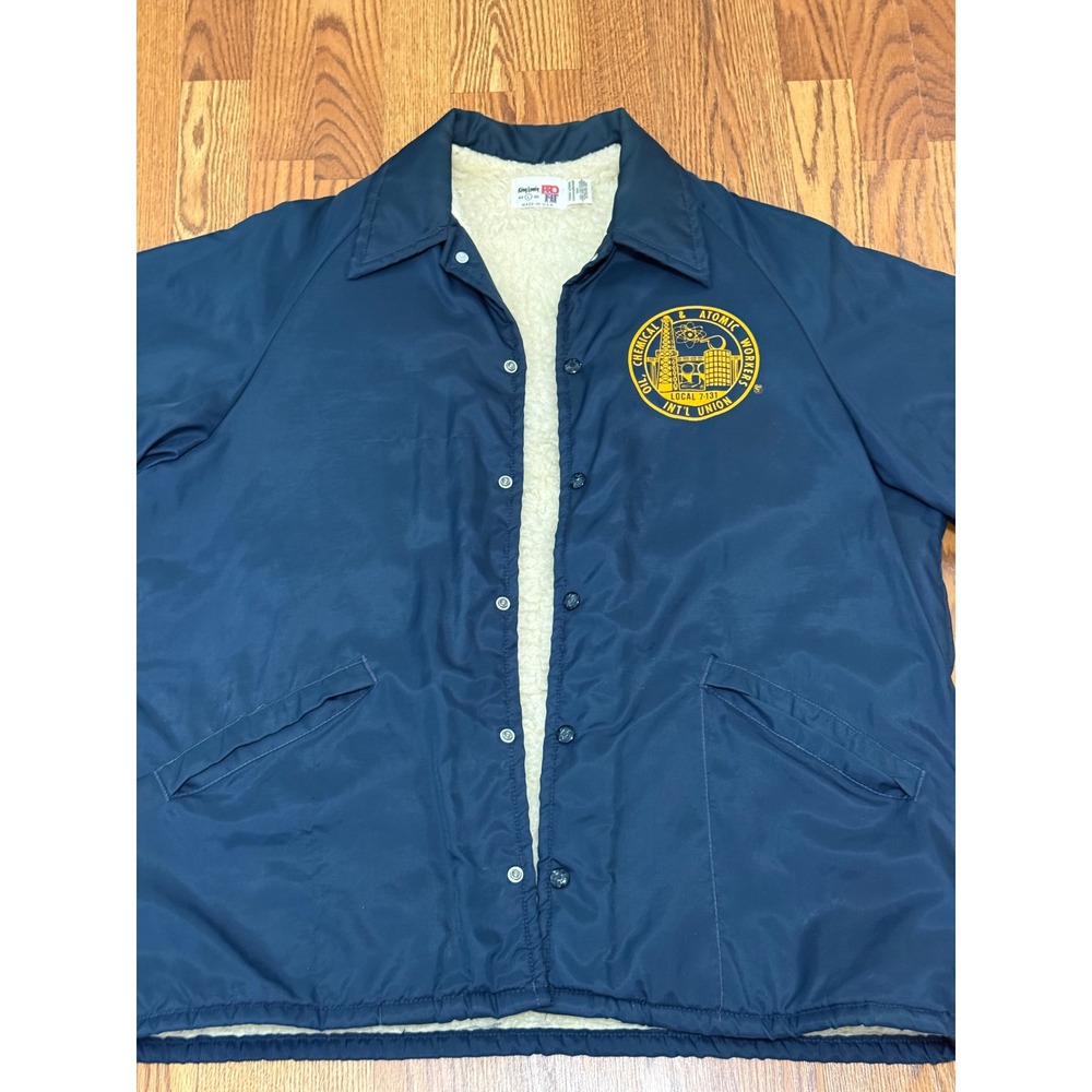 Vintage 1970s King Louie Pro Fit Sherpa Lined Union Jacket OCAW USA Large 80s